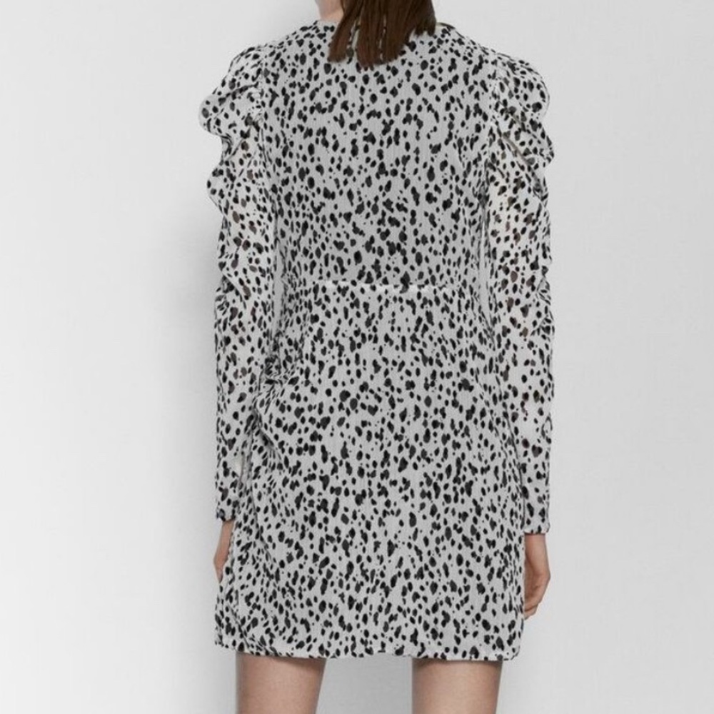 Zara Black and White Animal Print Wrap Dress - Picture 5 of 7